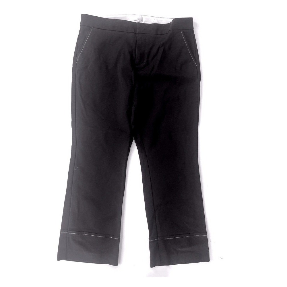 Ecru Black Cropped Dress Pants White Contrast Stitching Sz 10 Dress Trousers Lux